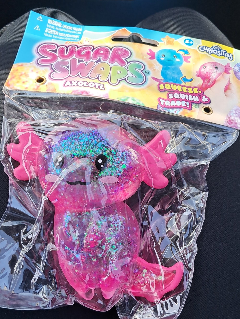 Pink Glitter Axolotl Squeeze Toy